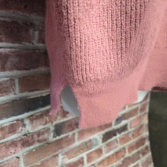 Zara Oversized Pink Ribbed Knit Pullover Sweater – Women’s Large Cozy Slouchy - Picture 5 of 8